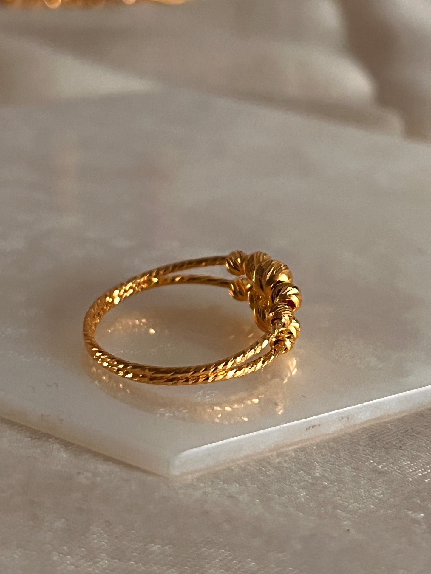 Double-Line Beaded Ring (Size M)