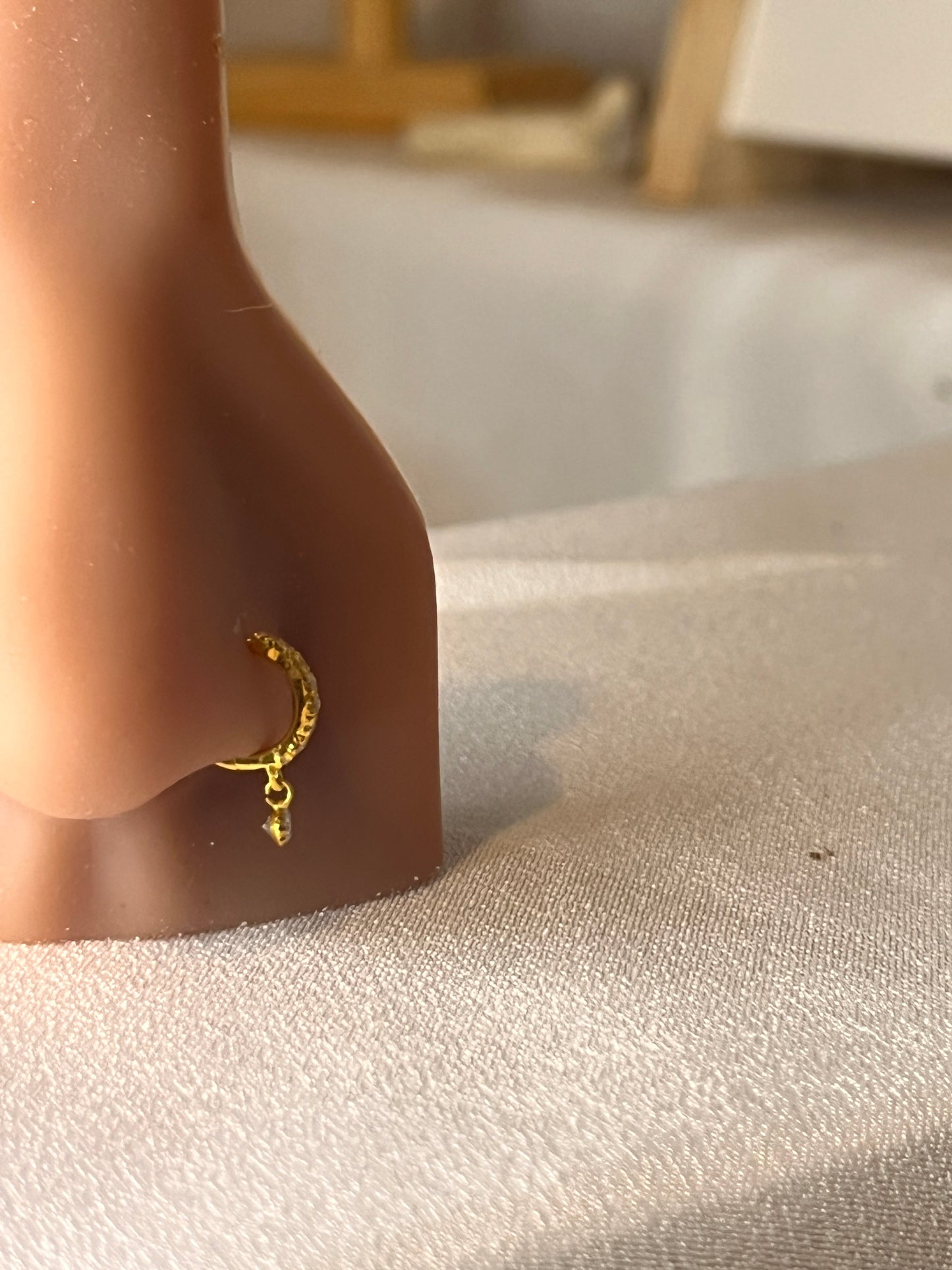 Stone Drop Huggie | 8.5mm