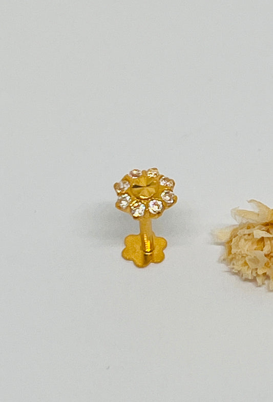 Flower Stud with White Stones