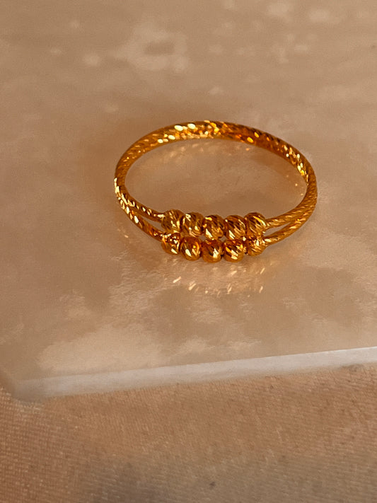 Elegant Double Line Beaded Ring (Size Q and 1/4)