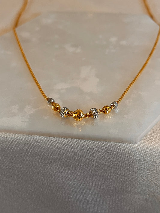 Rhodium Gold Beaded Necklace