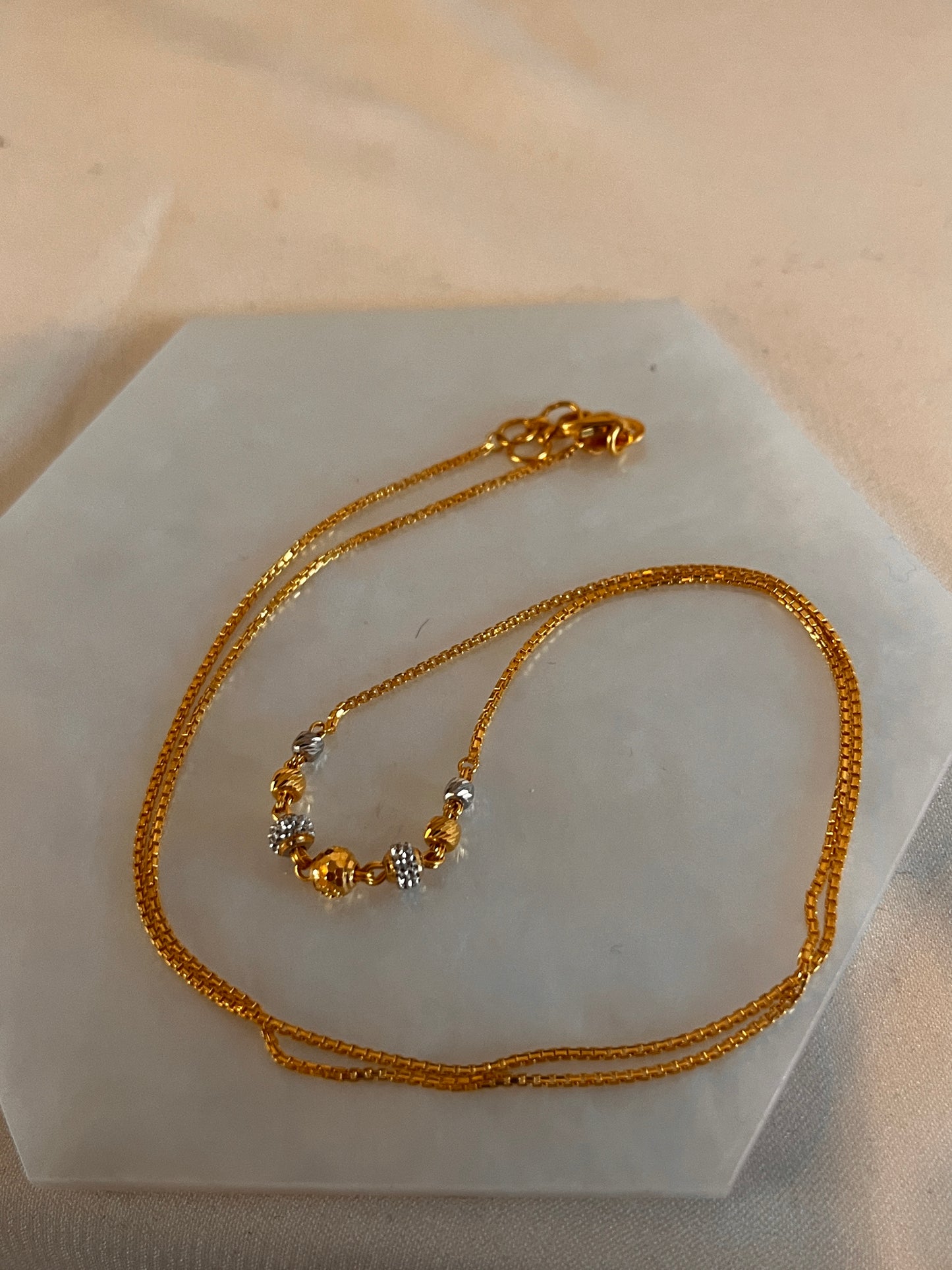Rhodium Gold Beaded Necklace