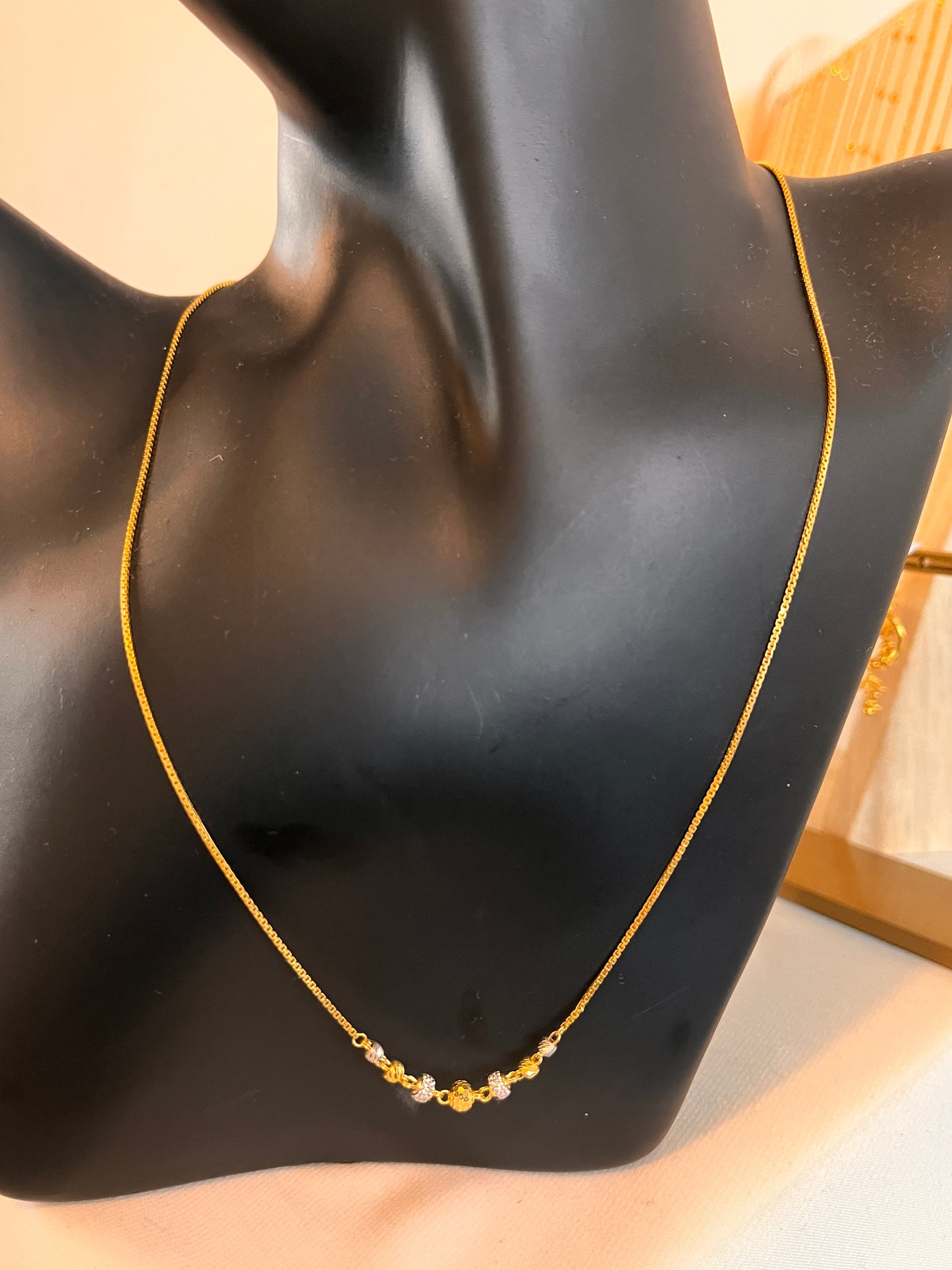 Rhodium Gold Beaded Necklace