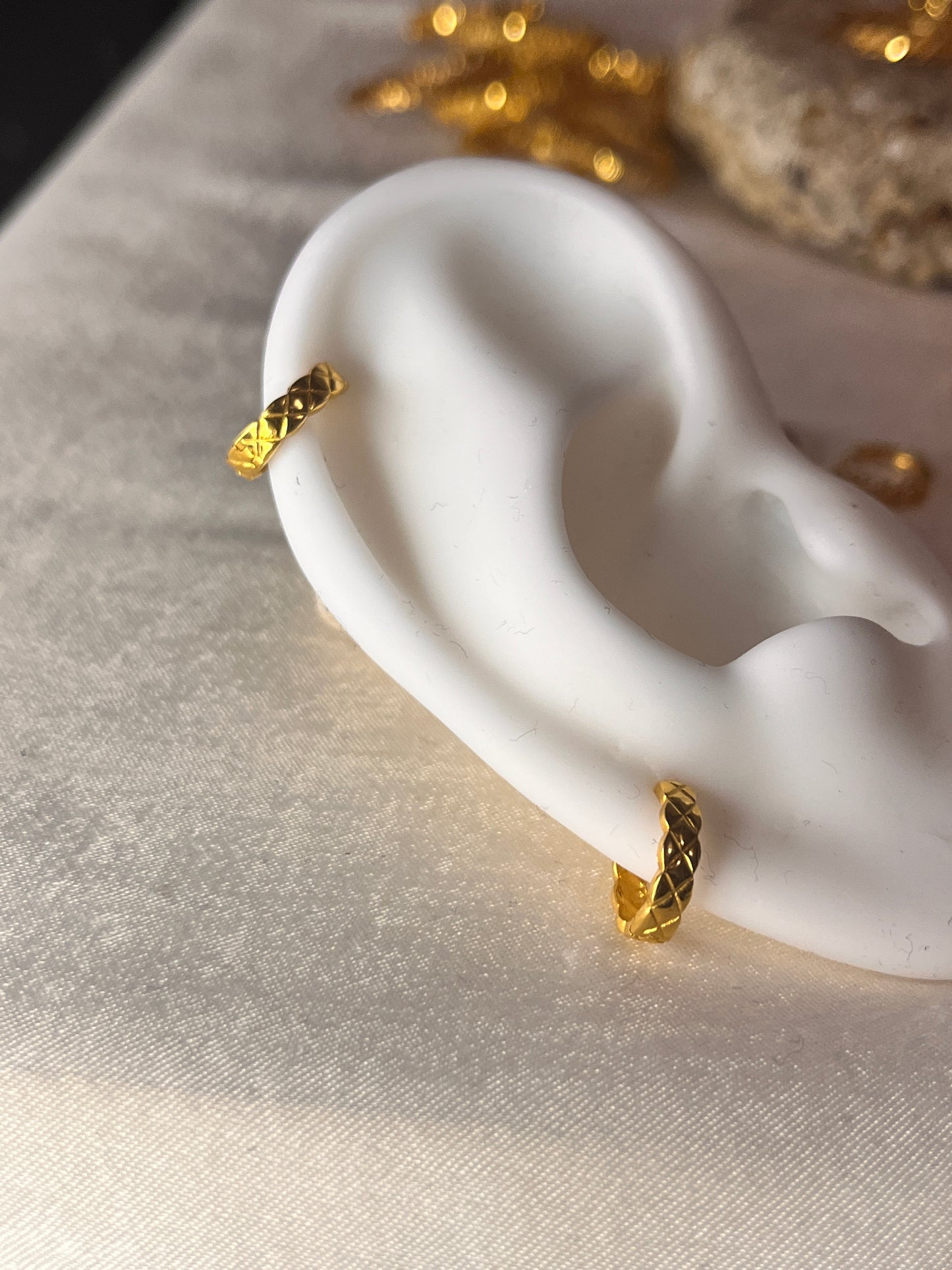 Criss-Cross Engraved Huggies