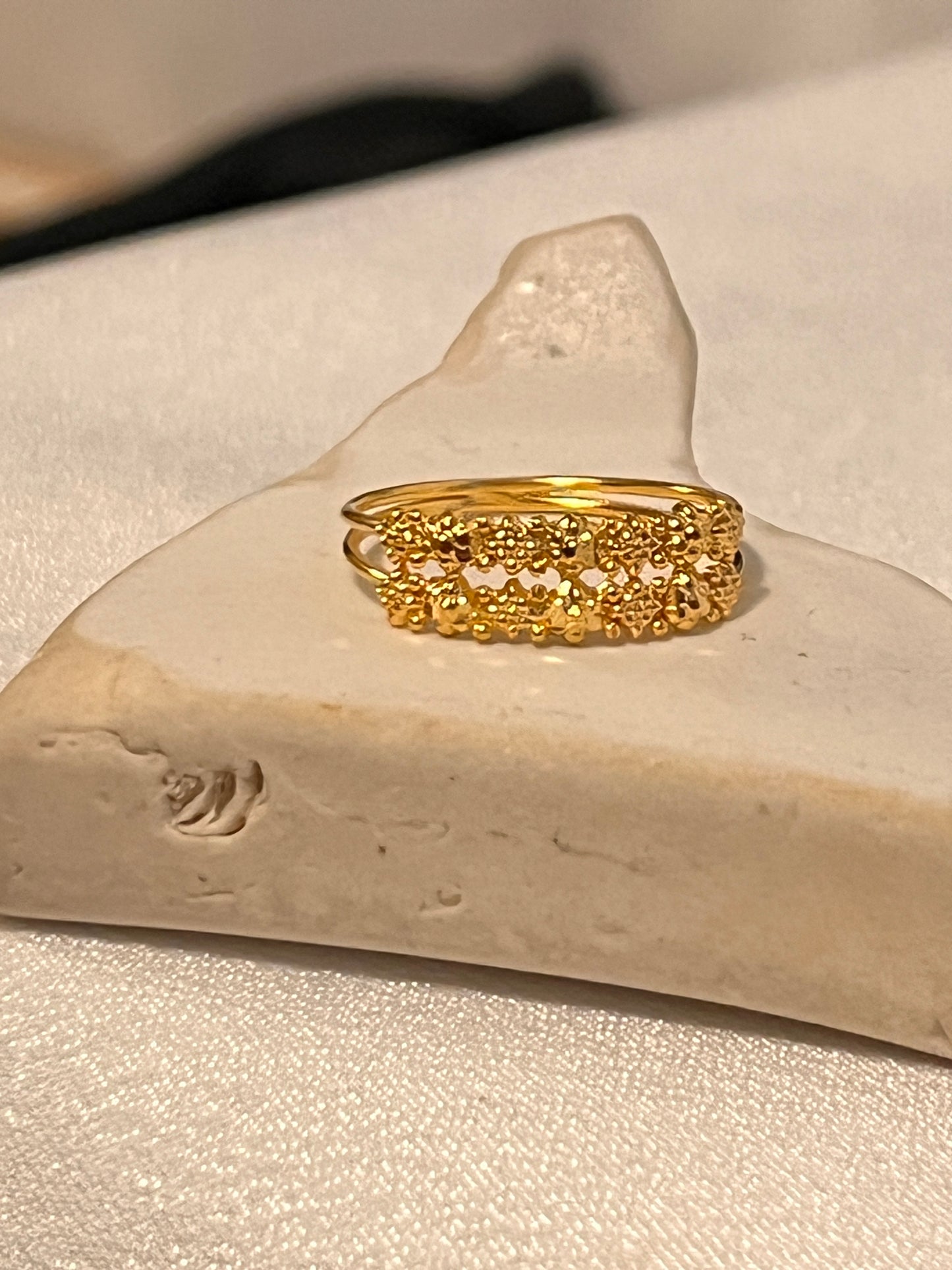 Dotted Style Double Line Ring | Size M